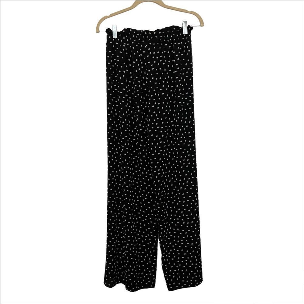 See You Monday Polka Dot Black Lightweight Pants Women’s Size Large
